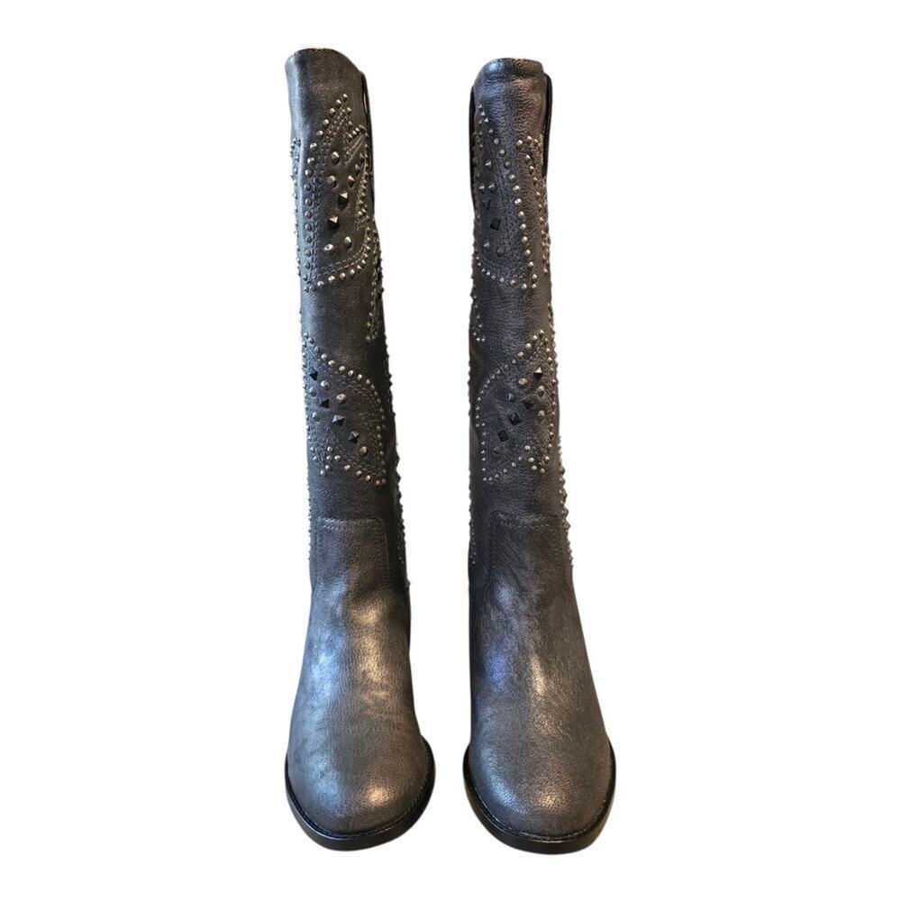 Frye & Co. Womens Tall Phoenix Distressed Studded Boots Size 6M Pewter Festival - Picture 2 of 10